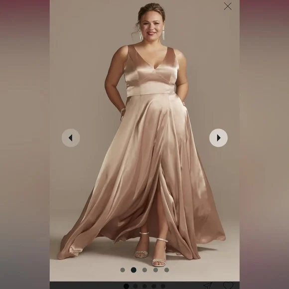 GALINA SIGNATURE
Charmeuse Tank V-Neck Dress with Slit - Picture 1 of 9